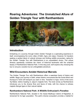 Roaring Adventures_ The Unmatched Allure of Golden Triangle Tour with Ranthambore