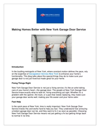 Making Homes Better with New York Garage Door Service