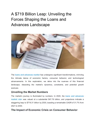 $719 Billion Leap Unveiling the Forces Shaping the Loans and Advances Landscape