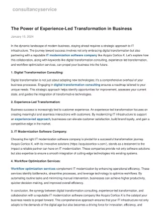 The Power of Experience-Led Transformation in Business