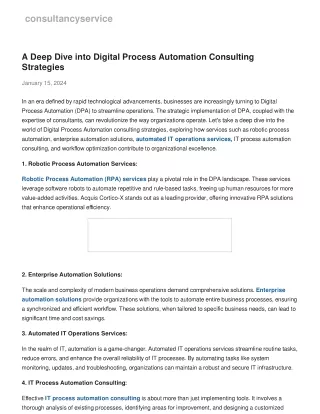 A Deep Dive into Digital Process Automation Consulting Strategies