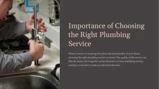 Importance of Choosing the Right Plumbing Service