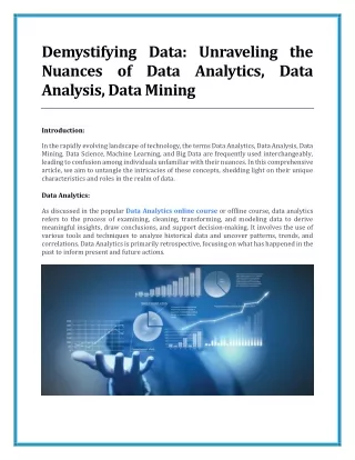 Demystifying Data Unraveling the Nuances of Data Analytics Data Analysis Data Mining