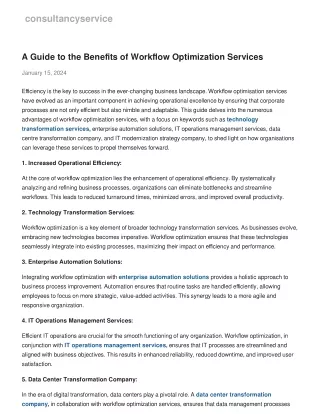 A Guide to the Benefits of Workflow Optimization Services