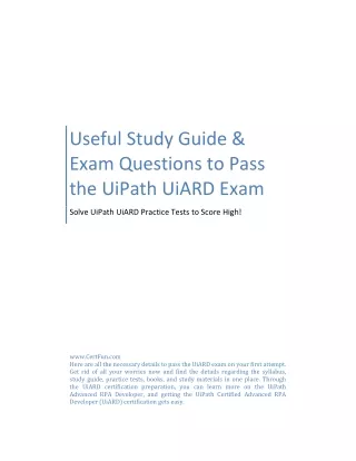 Useful Study Guide & Exam Questions to Pass the UiPath UiARD Exam