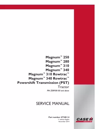 CASE IH Magnum 310 Powershift Transmission (PST) Tier 4B Tractor Service Repair Manual (PIN ZERF08100 and above)