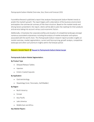 Pantoprazole Sodium Market Overview, Size, Share and Forecast 2031