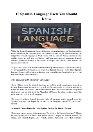 10 Spanish Language Facts You Should Know