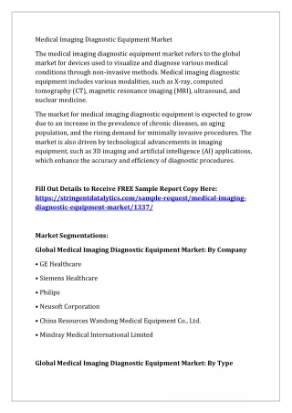 Medical Imaging Diagnostic Equipment Market