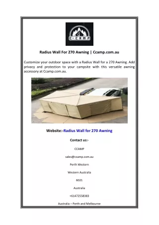 Radius Wall For 270 Awning  Ccamp.com.au