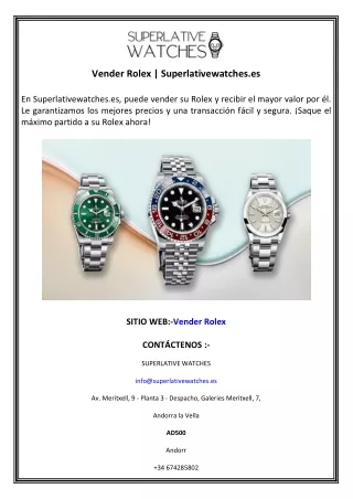 Vender Rolex  Superlativewatches.es