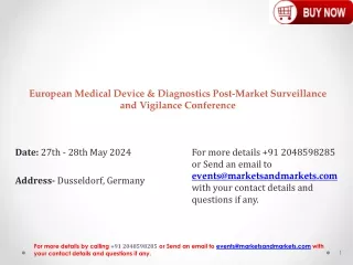 Medical Device & Diagnostics Post-Market Surveillance and Vigilance Conference