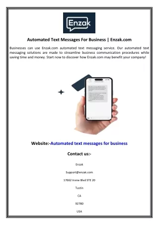 Automated Text Messages For Business  Enzak.com