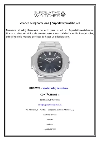 Vender Reloj Barcelona  Superlativewatches.es