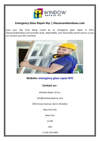 Emergency Glass Repair Nyc  Glassesandwindows.com