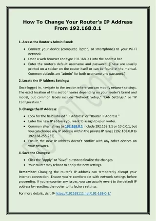 How To Change Your Router's IP Address From 192.168.0.1