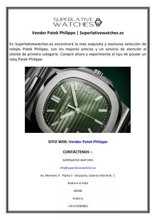 `Vender Patek Philippe  Superlativewatches.es