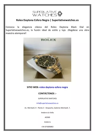 Rolex Daytona Esfera Negra Superlativewatches.es