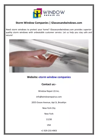 Storm Window Companies  Glassesandwindows.com