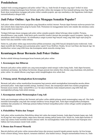 Keuntungan Besar Bermain Judi Poker Online: Peluang Emas di Tangan Anda