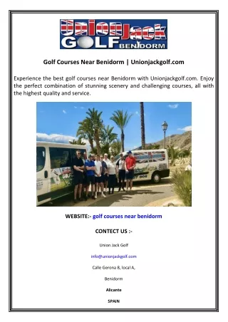 Golf Courses Near Benidorm  Unionjackgolf.com