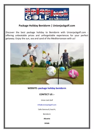 Package Holiday Benidorm  Unionjackgolf.com