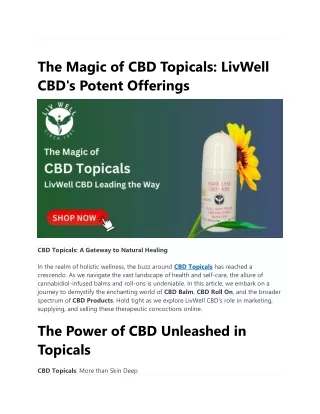 The Magic of CBD Topicals