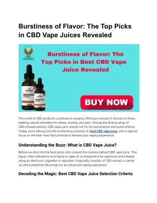 Burstiness of Flavor_ The Top Picks in CBD Vape Juices Revealed