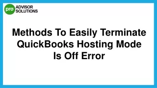 Easy Way To Fix QuickBooks Hosting Mode Is Off Issue