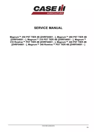 CASE IH Magnum 340 Rowtrac PST TIER 4B Tractor Service Repair Manual [ZHRF04001 - ]