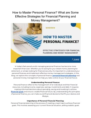 What are Some Effective Strategies for Financial Planning and Money Management?