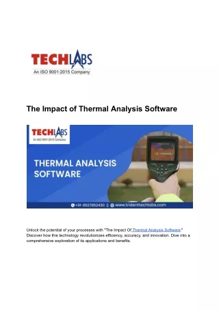 The Impact of Thermal Analysis Software