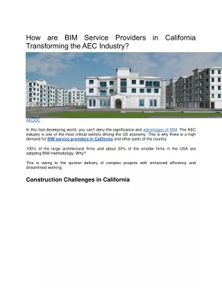 BIM Service Providers in California