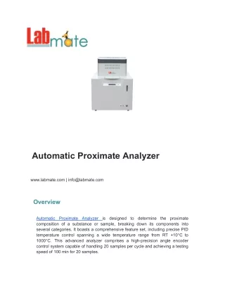 Automatic Proximate Analyzer