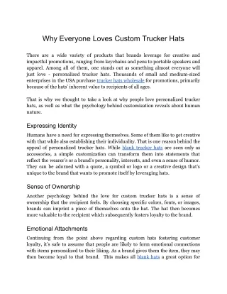 Why Everyone Loves Custom Trucker Hats