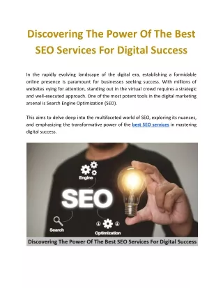 Discovering The Power Of The Best SEO Services For Digital Success