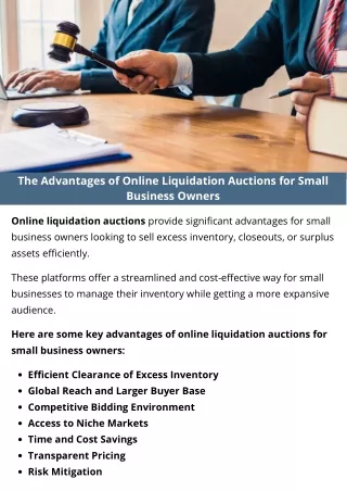 The Advantages of Online Liquidation Auctions for Small Business Owners