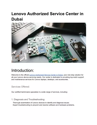 Lenovo Authorized Service Center in Dubai