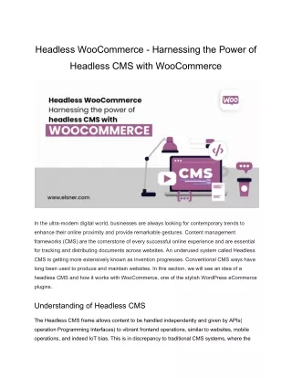 Headless WooCommerce - Harnessing the Power of Headless CMS with WooCommerce