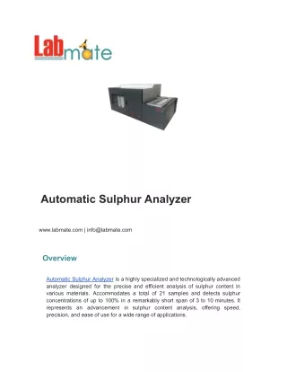 Automatic Sulphur Analyzer