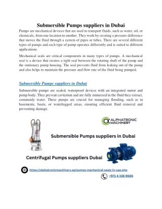 Submersible Pumps suppliers in Dubai
