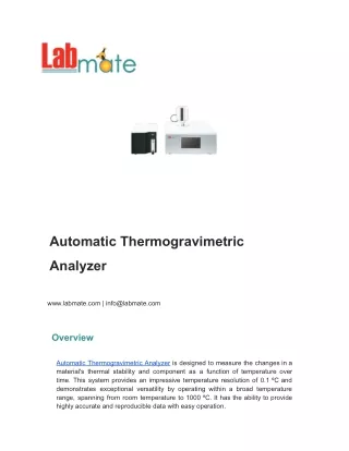 Automatic Thermogravimetric Analyzer