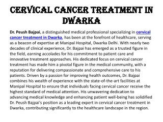 Cervical Cancer Treatment in Dwarka