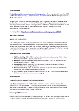 Gold Bonding Wire for Semiconductor Packaging Market