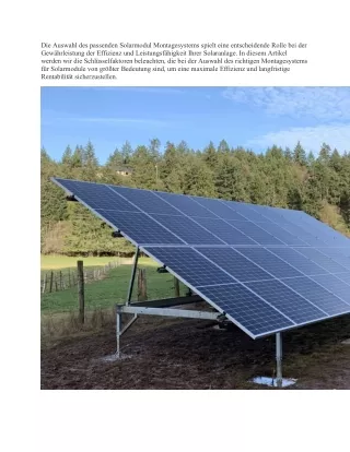 DasrichtigeSolarmodulMontagesystemfürmaximaleEffizienzwählen