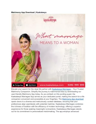 Matrimony App Download _ Kaakateeya