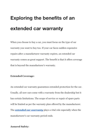 Exploring the benefits of an extended car warranty