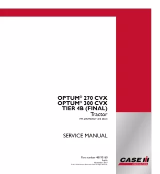 CASE IH OPTUM 300 CVX TIER 4B (FINAL) Tractor Service Repair Manual (PIN ZFEM50001 and above)