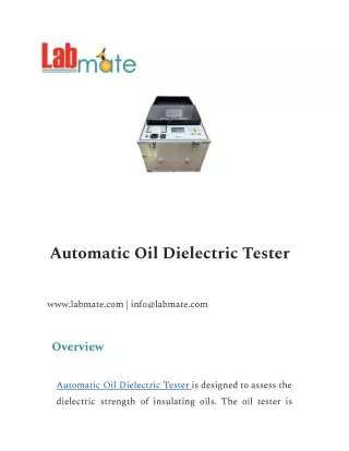 Automatic Oil Dielectric Tester