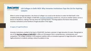 LLB Colleges in Delhi NCR - Why Inmantec Institutions Tops the List for Aspiring Lawyers